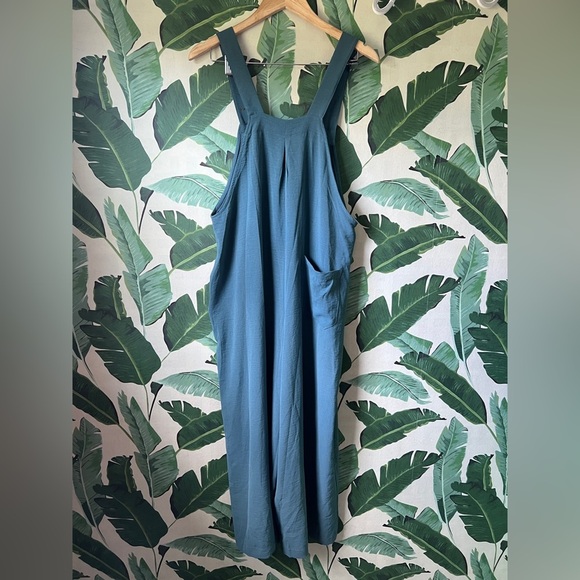 Boutique Womens Blue Teal Wide Leg Overall Jumpsuit Medium NWT - Picture 7 of 9